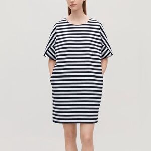 COS Community Of Style Stripe Boxy Tunic Mini Dress Dense Jersey Cotton Size S